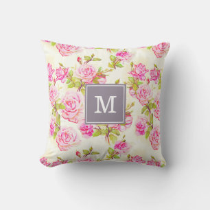 Kissen mit individuellem Blumenmuster und altem Ro