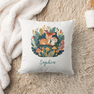 Kissen mit individuellem Namen Woodland Fawn Flora