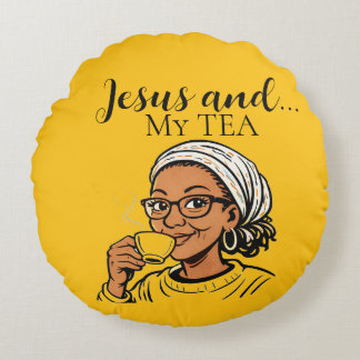 Kissen mit Jesus und meinem Tee