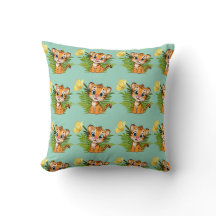Kissen mit Kleinem Tiger & Schmetterling