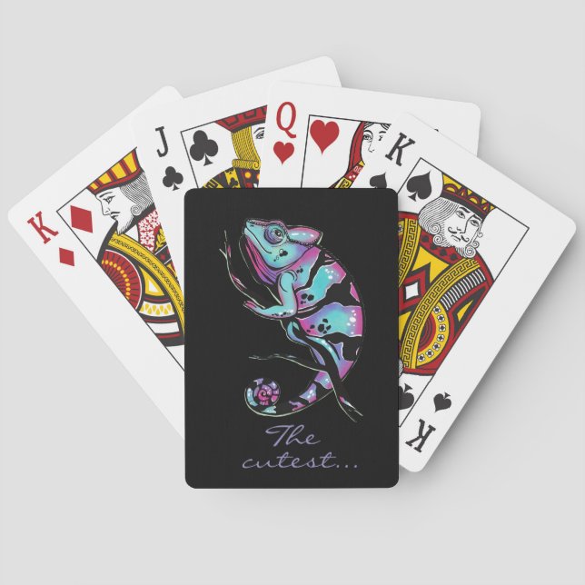 Kissen mit niedlichem Chamäleon-Design werfen. Spielkarten (Rückseite)
