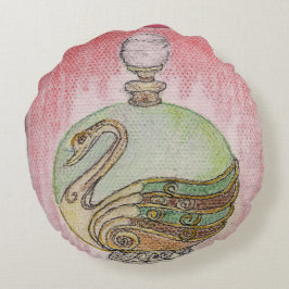 Kissen mit Org. Kunst, Schwan-Parfümflasche