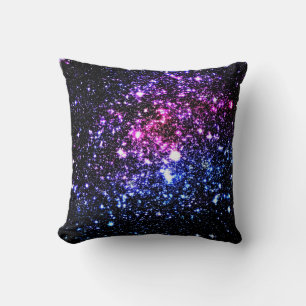 Kissen mit rosa lila blauen Sternen Galaxy