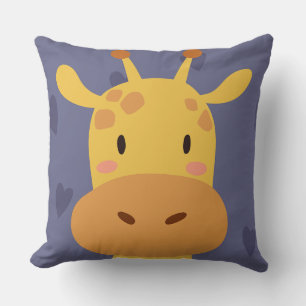 Kissen mit süßer Giraffe und lila Herzen für Kinde