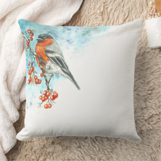 Kissen mit Wasserfarbe Eurasian Bullfinch