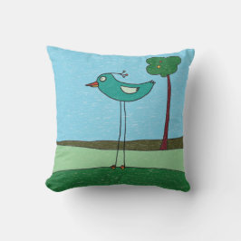 Kissen, Niedlicher Vogel und Baum Kissen