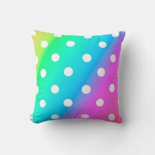 Kissen/Regenbogenfarben mit weißen Polka-Punkten Kissen