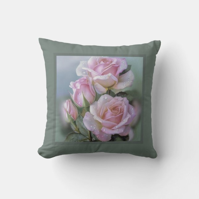 Kissen - romantische Blumen, Rose Blume, Pinkj Ros (Vorderseite)