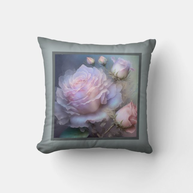 Kissen - romantische Blumen, Rose Blume, rosa Rosa (Vorderseite)