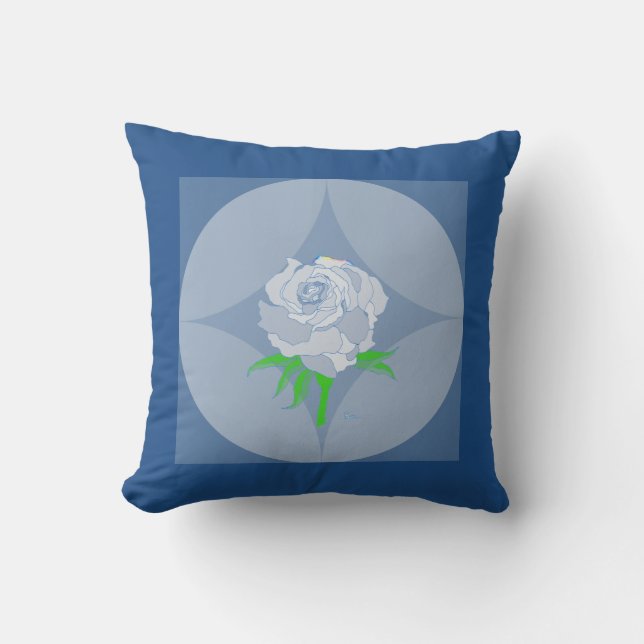 Kissen - Rose und geometrischer Hintergrund (Vorderseite)