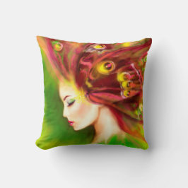 Kissen Schöne Frühlingsfrau Schmetterling. Abstrak
