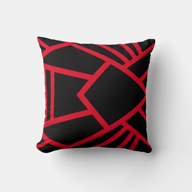 Kissen Schwarz und Rot moderne abstrakte geometris (Vorderseite)