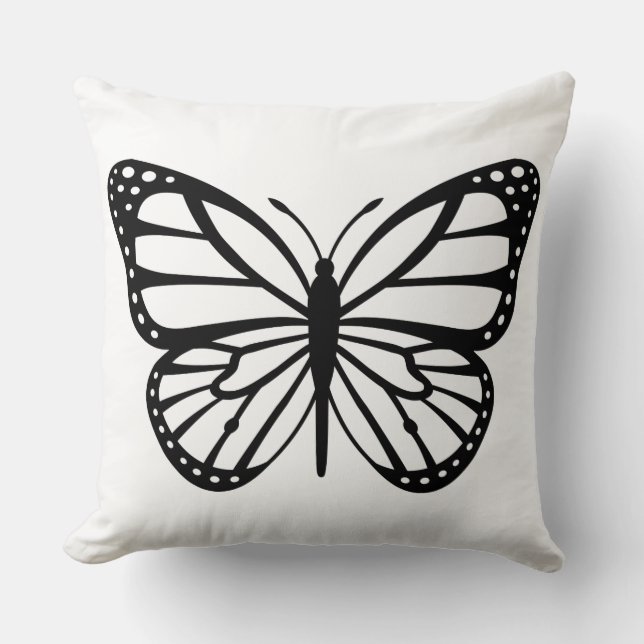 Kissen - Schwarz-Weiß-Schmetterling (Vorderseite)