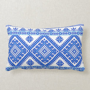 Kissen Ukrainische Kreuzstich Stickerei Blau