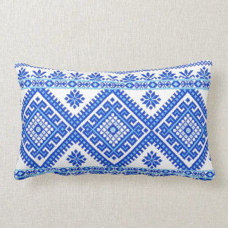 Kissen-ukrainisches Querstich-Stickerei-Blau Lendenkissen