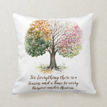 KISSEN-WEISS 4 JAHRESZEIT-BAUM-BIBEL-VERS-AQUARELL