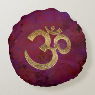 Kissen-Yogameditation Indien Messing-OM lila runde Rundes Kissen
