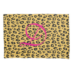 Kissenbezug mit Leopardenmuster und Monogramm in W