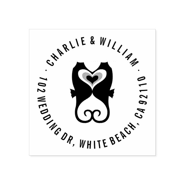 Kissende Seepferde Liebe Beach Hochzeitkautschuk B Gummistempel (Prägung)