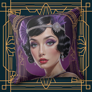 Kissenhülle Eleganz Flapper Girl 1920er Cocktail Kissen