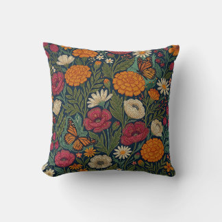 Kissenhülle mit Monarchfalter-Blumenmotiv Kissen