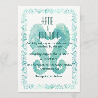 Kisser Seahorses Faire-part de mariage en Turquois