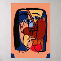 Kisses Cubism Abstrakt Faces