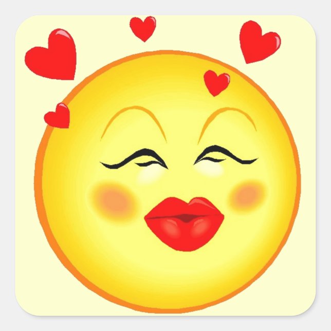 Kisses for You Happy Face Valentine Quadratischer Aufkleber (Vorderseite)