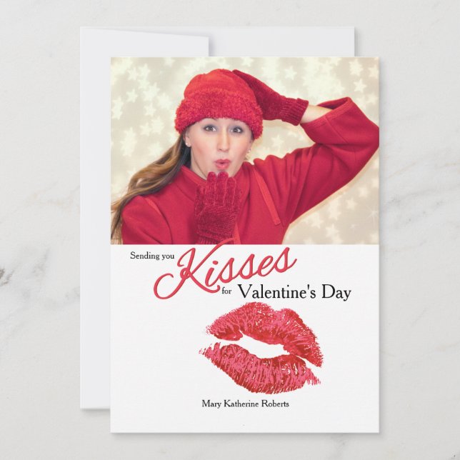 Kisses Foto Card Feiertagskarte (Vorderseite)