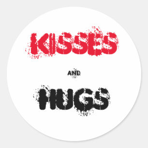 Kisses & Hugs Runder Aufkleber