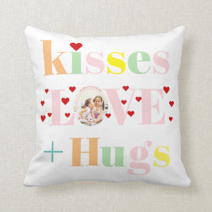 Kisses, Liebe, Schläger Typografie Foto Valentinst Kissen