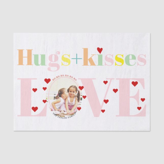Kisses, Liebe, Schläger Typografie Foto Valentinst Seidenpapier (Vorderseite)