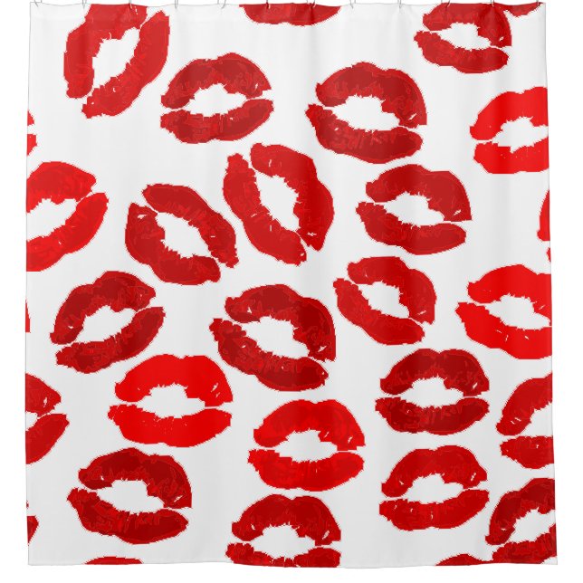 kisses lips lipstick print valentines day pattern duschvorhang (Vorderseite)