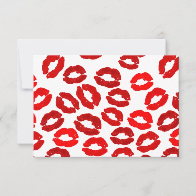 kisses lips lipstick print valentines day pattern einladung (Vorderseite)