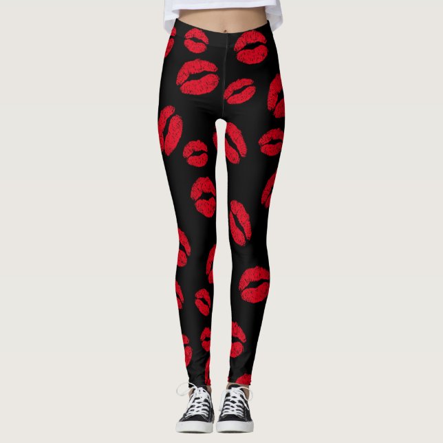 Kisses on Black Leggings (Vorderseite)