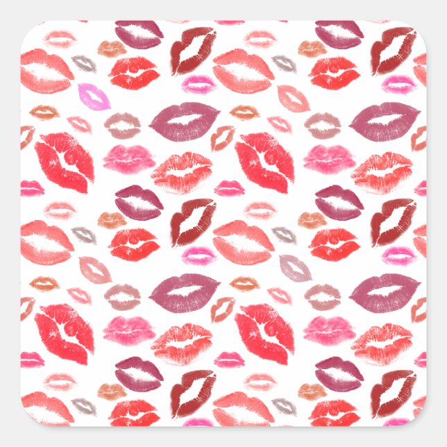 Kisses Quadratischer Aufkleber (Vorderseite)