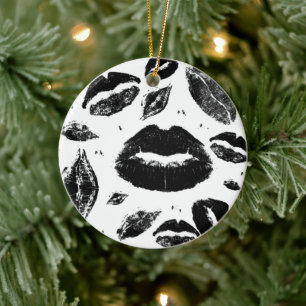 Kisses überall (schwarz & weiß) keramik ornament