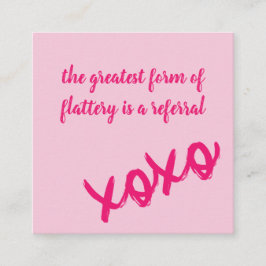 Kisses XOXO Rosa auf rosa Referenzkarte Quadratische Visitenkarte