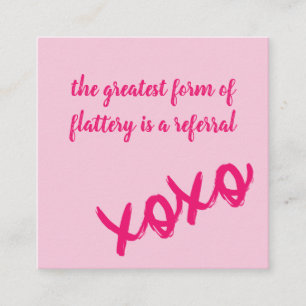 Kisses XOXO Rosa auf rosa Referenzkarte Quadratische Visitenkarte