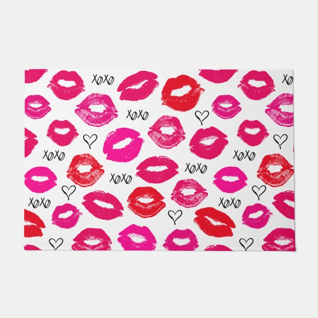 Kisses XOXO Rot und Rot Fußmatte (Vorderseite)