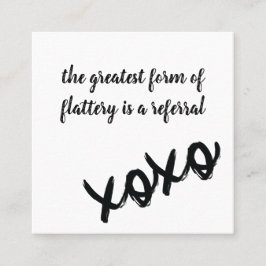 Kisses XOXO Schwarz-weiße und rosa Referenzkarte Quadratische Visitenkarte