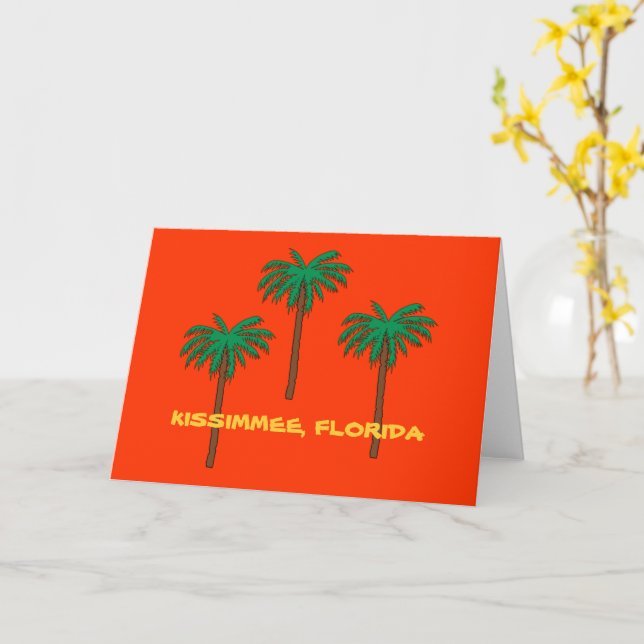 KISSIMMEE, FLORIDA Palmen Bäume Postkarte (Gelbe Blume)