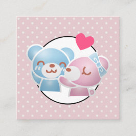 KIssing Bears auf Polka Dots Niedlich und Kawaii Quadratische Visitenkarte