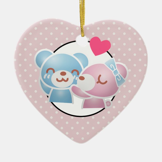 Kissing Bears Cute and Kawaii Keramik Ornament (Vorne)