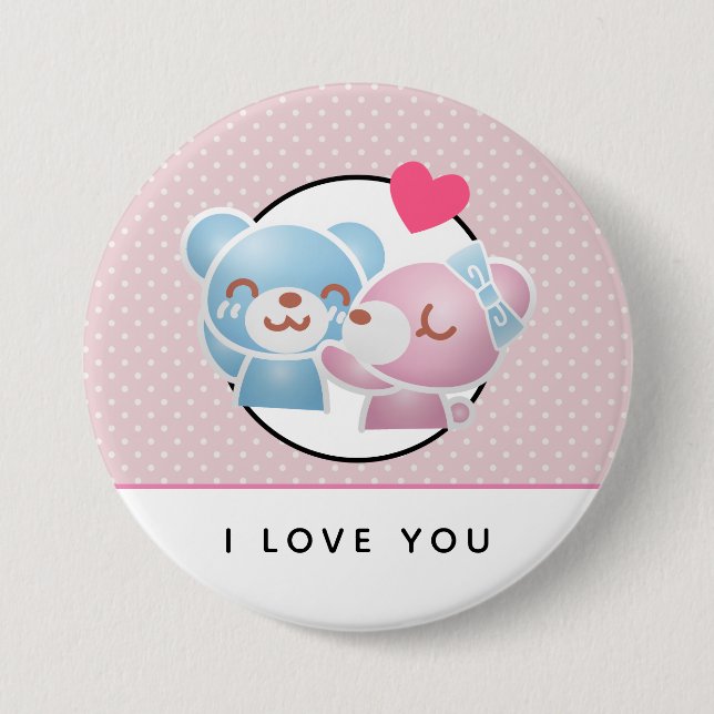 Kissing Bears I Liebe Sie Niedlich und Kawaii Button (Vorderseite)