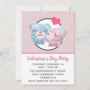 Kissing Bears mignon Valentines Invitation