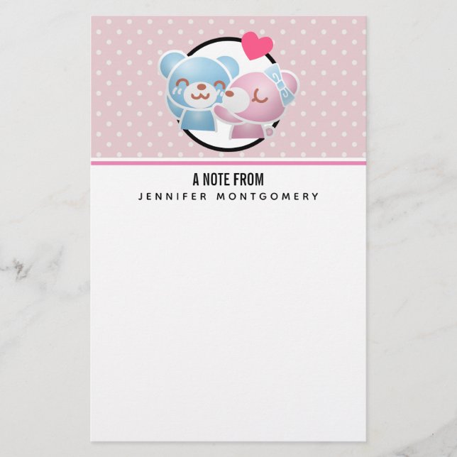 Kissing Bears Niedlich und Kawaii Briefpapier (Vorderseite)