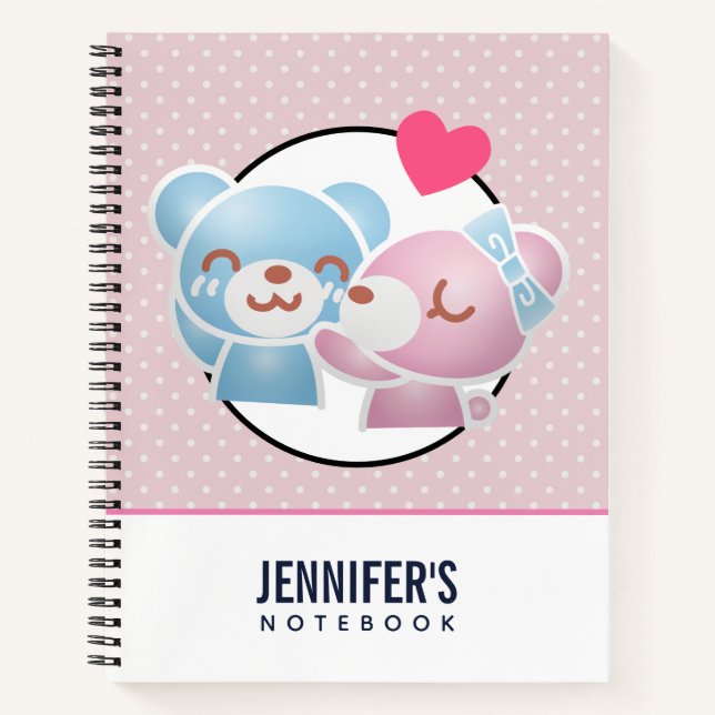 Kissing Bears Niedlich und Kawaii Notizbuch (Vorderseite)