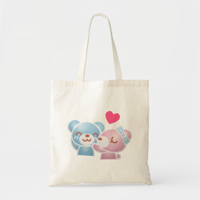 Kissing Bears Niedlich und Kawaii Tragetasche (Vorne)