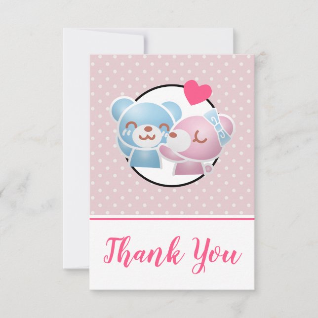 Kissing Bears Niedlich und Kawaii Vielen Dank Dankeskarte (Vorderseite)
